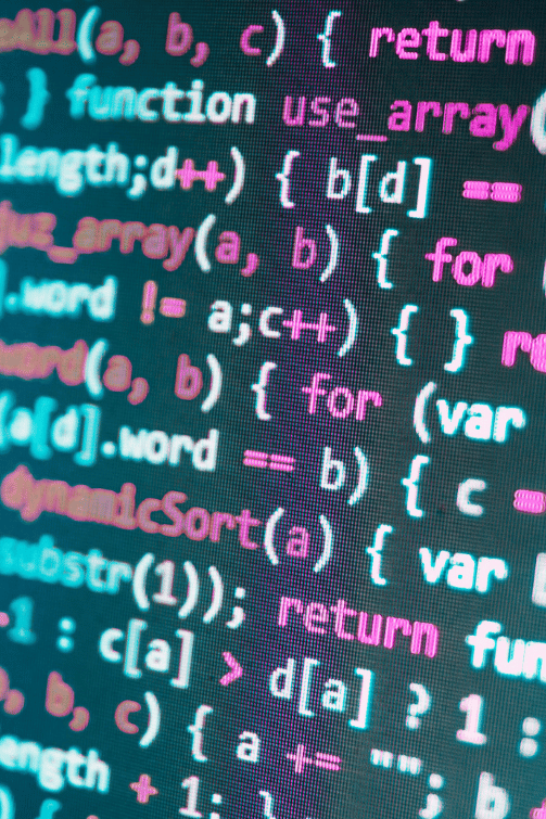 Pinker und blauer Code